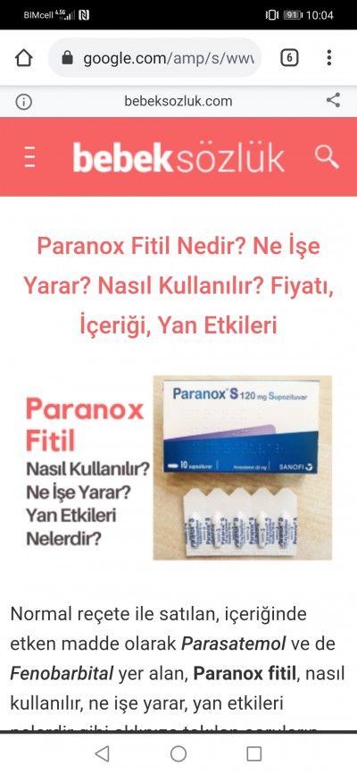 paranox fitil bebeklerde kullanimi