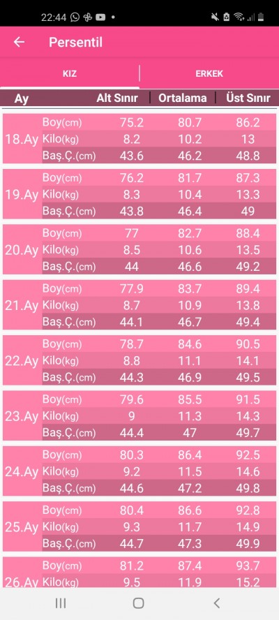 20 24 ay boy kilo 12 24 ay arasi bebekler